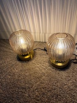 Amber Touch Glass Table Lamp Set of 2, 3-Way Dimmable Bedside Lamps,