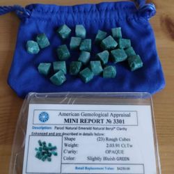 2.03 Carats Natural Emeralds 23 Rough (Uncut) Cubes
