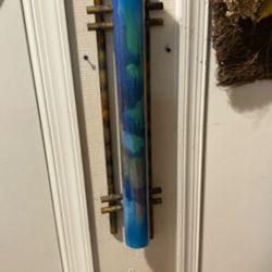 Hand Blown  Glass And Metal Vase With Glass Insert 