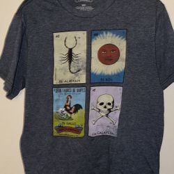 Loteria Multiple Cards Graphic Spanish Grey Medium Shirt 4799