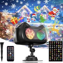 Christmas Projector Lights Outdoor Indoor, 2 in 1 HD Remote Control 60 Pattern Led Holiday Projector Light, IP44 Waterproof Decorations, Landscape Dec