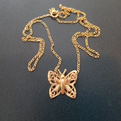 10 Karat Gold Butterfly And. Chain 2.7 Grams