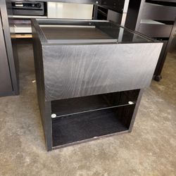 Bedside table w/glass top and glass shelf