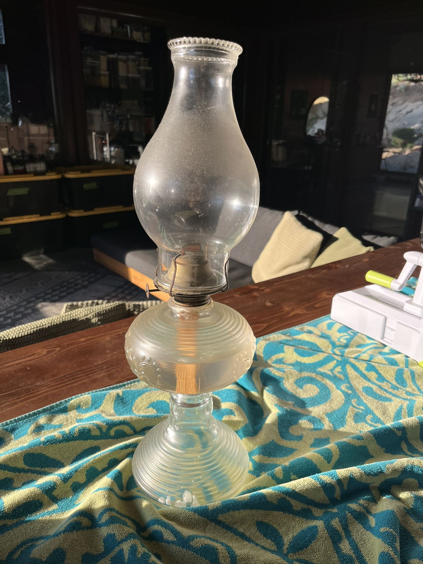 **Vintage Glass Kerosene Lamp**