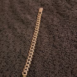 18k Gold Cuban Miami Curb Chain Bracelet Iced Out Diamonds Bust Down