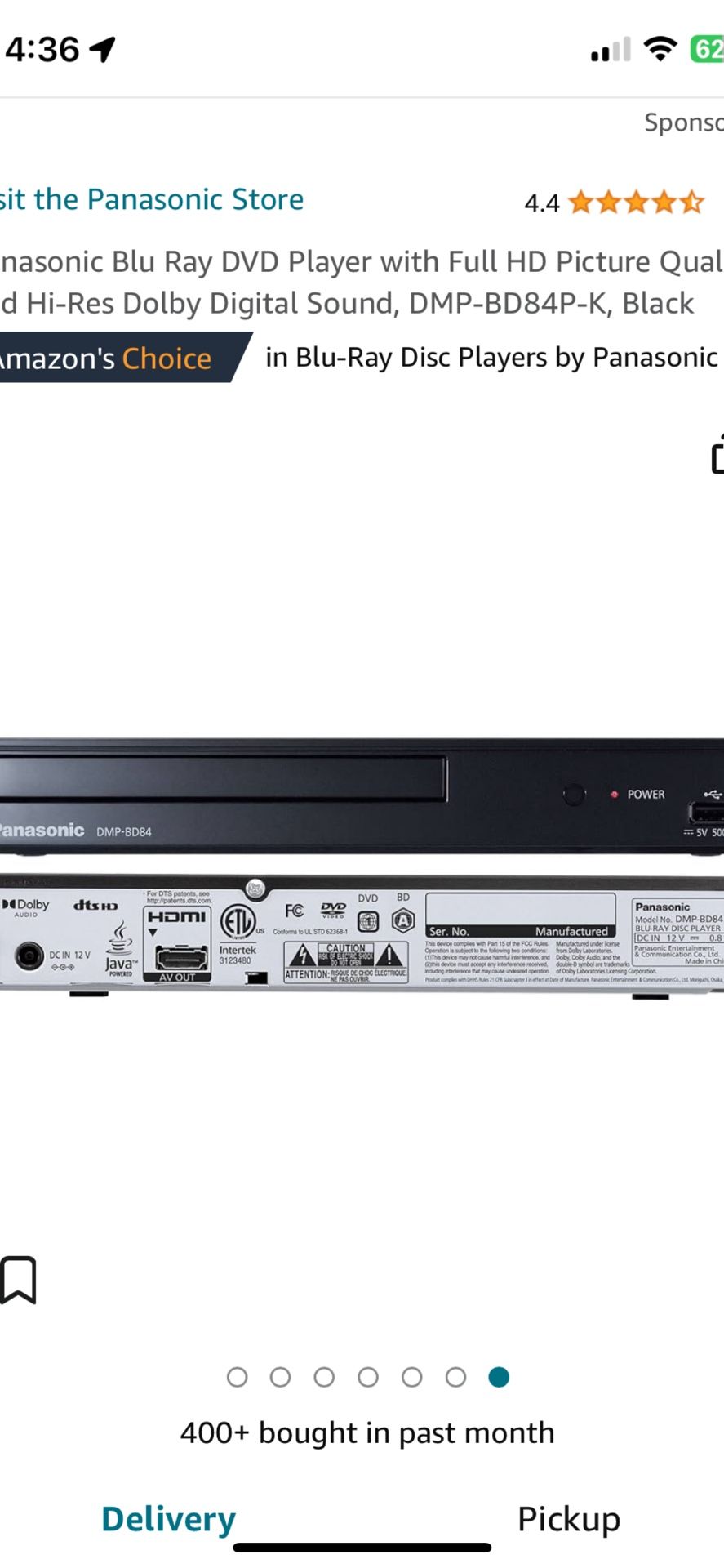 New Panasonic DMP-BD84P-K Blu-ray / DVD