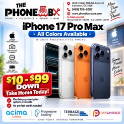 iPhone 17 Pro Max 256GB Unlocked Available on Payments Option with payments option with $85 down