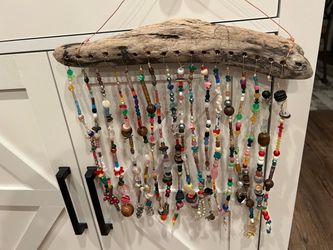 Handmade Driftwood Beaded Wall Hanging