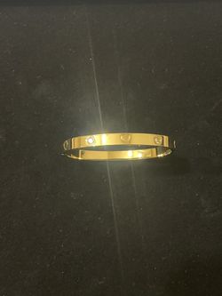18k Gold Bangle, Plain, Hearts, Silver