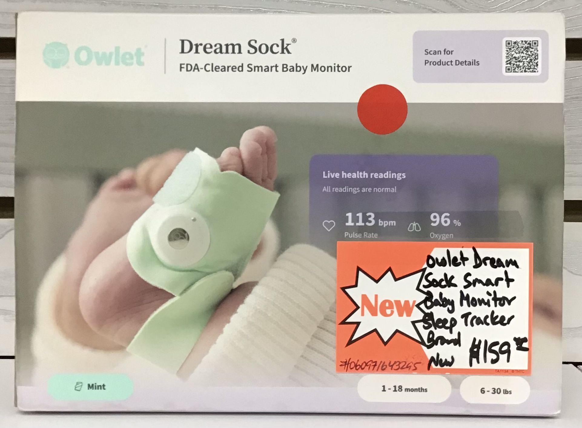 Owlet Dream Sock Smart Baby Monitor Sleep Tracker Brand New 