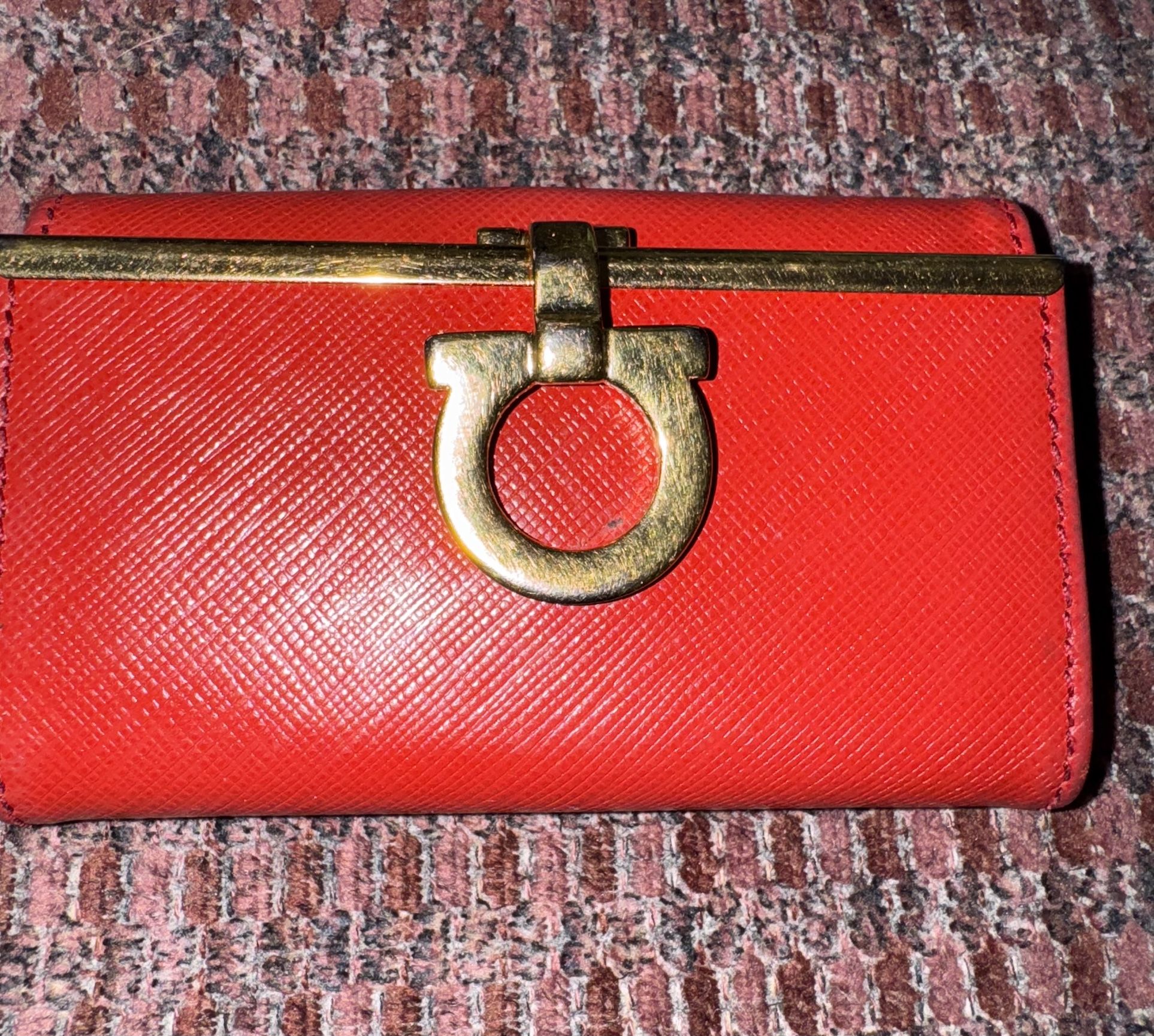 Vintage Salvatore Ferragamo Gancio Red Leather Key Case