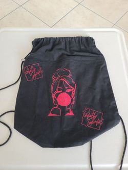 Zippered Cotton Canvas Black Drawstring Backpack Bag Perfectly Imperfect