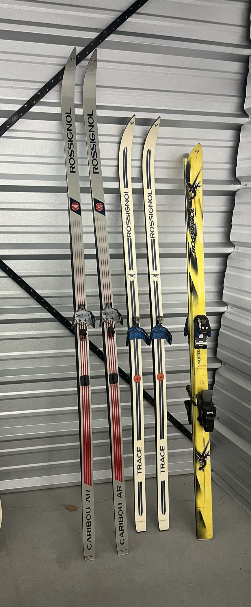 3 Pairs Of Skis Lot & 1 Pair Of Ski Boots