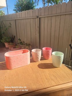 Small Glass Plant Pots, With Texture