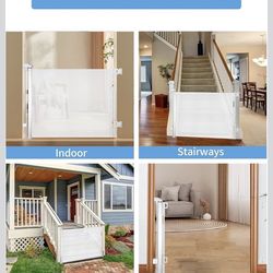 Retractable Mesh Safety Gate for Doorways and Stairs - Gate for baby/kids & Pets.Indoor & Outdoor Use, 33.6" Tall, Expands to 55" Wide New