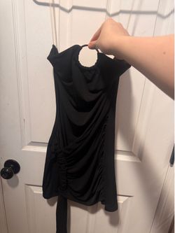 Black ruched mini dress
