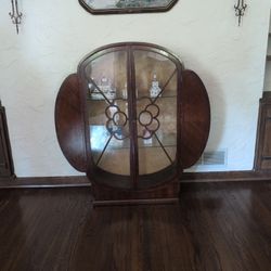 1920  Art Deco Round Walnut Cabinet