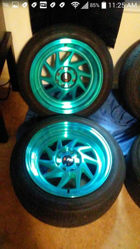 F1R Wheels F07 Machine Teal 15X8 4X100/4X114.3