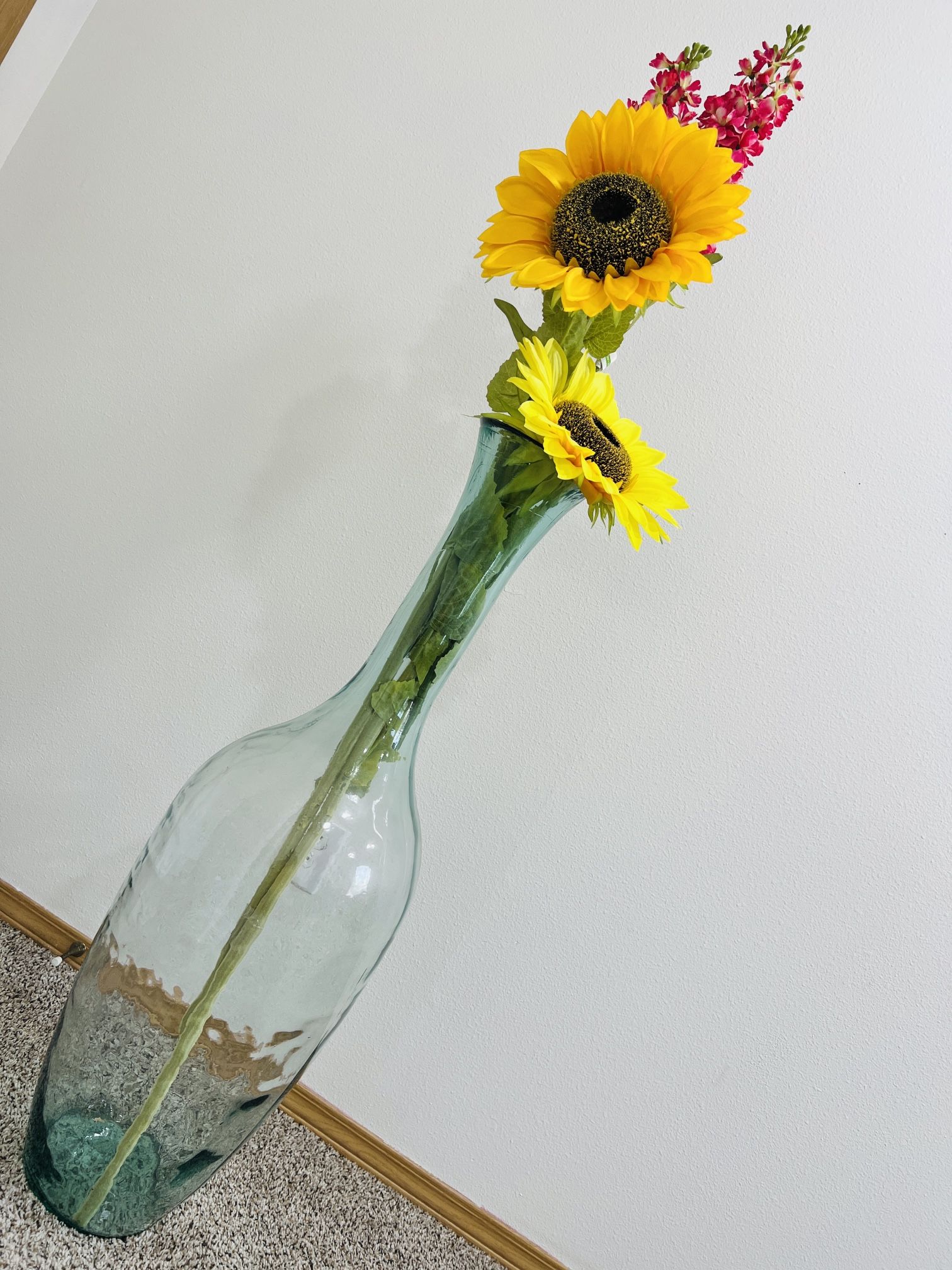 Tall Glass Vase With Flowers