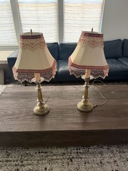 Vintage candlestick table lamp set