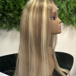 Blonde With Highlight Wig 26” Human Hair