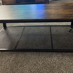 ☕ Modern Rectangular Coffee Table – Black/Mahogany