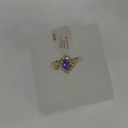 Amethyst & Diamonds Ring 