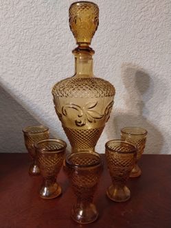 Vintage amber gold and emerald green