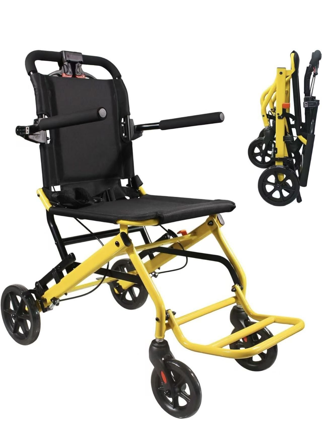 Ultra-Lightweight Transport Wheelchair for Adults & Elderly,220lbs Capacity,16.2" Seat,Portable Design