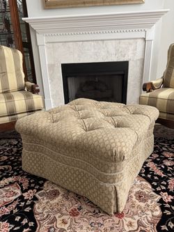 Large Sherrill Fabric Tufted Ottoman