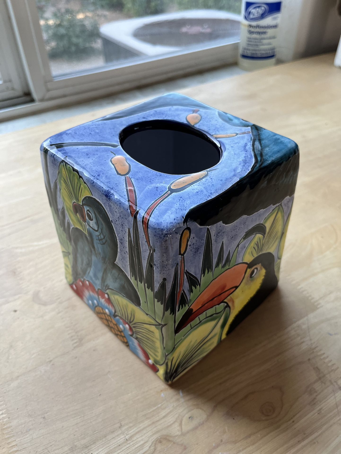 Hand Painted Made In Mexico Facial Tissue Holder