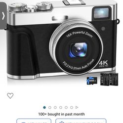 I 4K Digital Camera,Auto Focus 48MP Vlogging Camera for YouTube and Anti-Shake Video Camera with Viewfinder Flash & Dial,16X Zoom Travel Portable Came