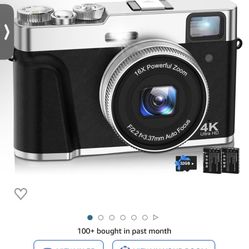 I 4K Digital Camera,Auto Focus 48MP Vlogging Camera for YouTube and Anti-Shake Video Camera with Viewfinder Flash & Dial,16X Zoom Travel Portable Came