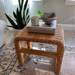 Vintage Rattan Waterfall Stool/Table/Ottoman