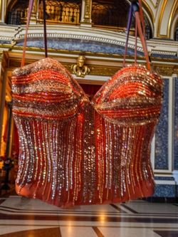Hand beaded handmade formal zip up top