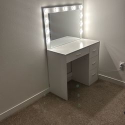 White vanity desk