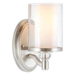 Victoria 60-Watt 1-Light Brushed Nickel Transitional Bathroom Light/Wall Sconce