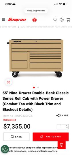 2022 Excellent condition Snap-on Classic Series 55” Double Bank Roll Cab with factory Power Drawer (Model KCP2422PZS)