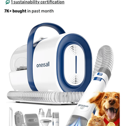 oneisall Dog Grooming Vacuum, Pet Grooming Vacuum with Clipper Nail Grinder, 1.5L Dust Cup Dog deshedding Brush with 7 Tools for Shedding Pet Hair, Ho
