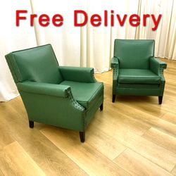 Vintage Naugahyde MCM Club Chairs Pair Free Delivery