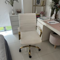 White And Gold Office Chair - Pick Up In Brickell 