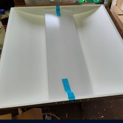 Lot Of 2 Metalux 2 Foot X 2 Foot Led Ceiling Light Fixtures, New But 1 Has Slight Bend On Frame As Shown ($30 For The Pair)