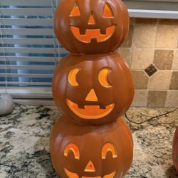 Stacked Lighted Pumpkin