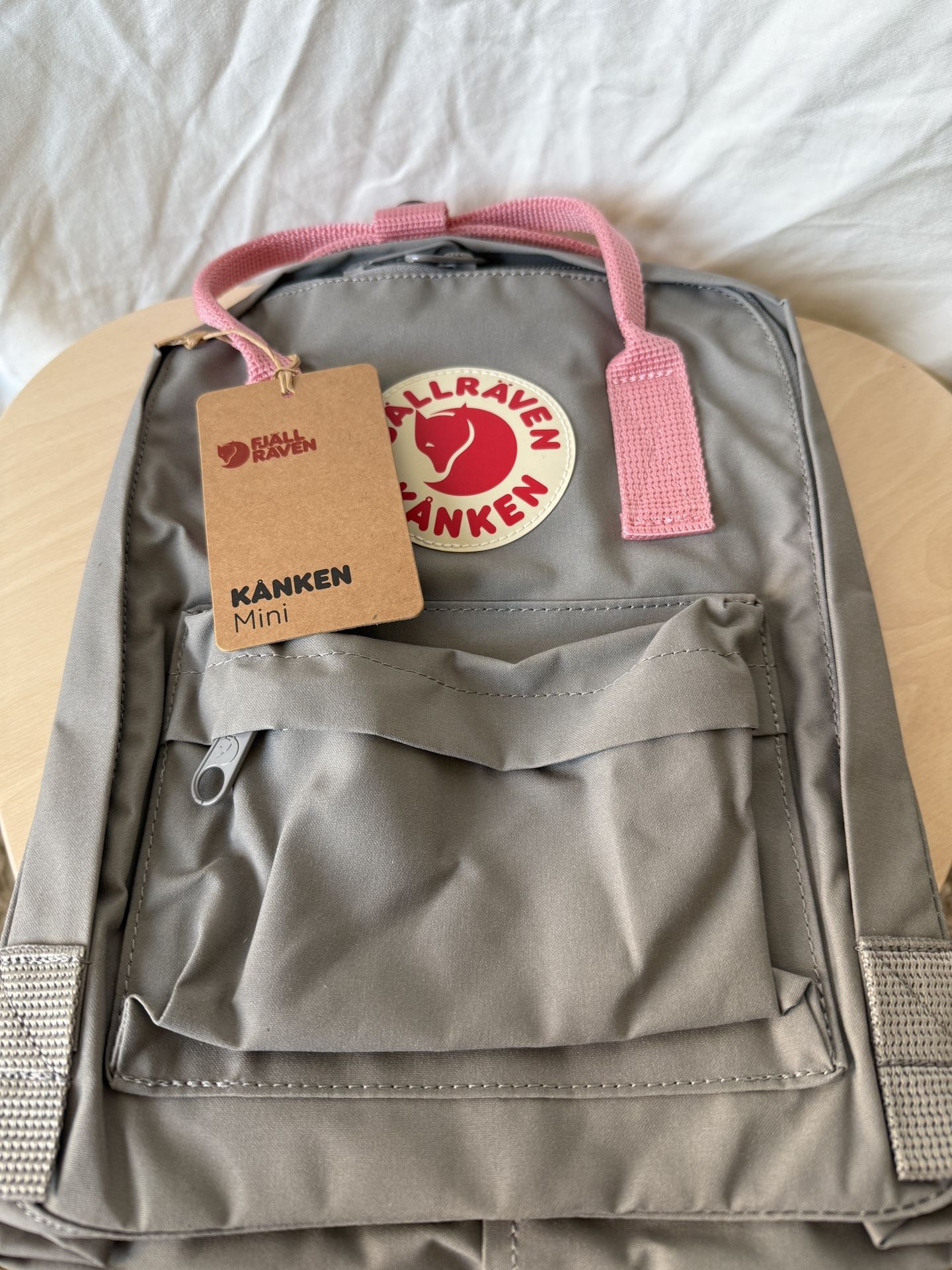 Fjallraven Kanken Mini Grey with Pink Straps
