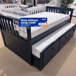 Twin Twin Expresso Trundle Bed With Ortho Mattress Included