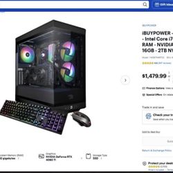 Pro Gaming iBUYPOWER - Y40 Gaming Desktop - Intel Core i7-13700F - 32GB DDR5 RAM - NVIDIA GeForce RTX 4060Ti 16GB - 2TB NVMe SSD - Black