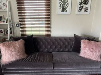 Custom Z Gallerie Hampstead Velvet Charcoal Sofa $900 $1,300