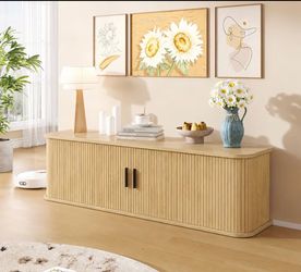 Natural Wood Fluted TV Stand / Sideboard