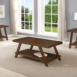Borrego Dark Cherry Finish Living Room Coffee End Table Set 3pc
