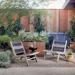 Four Hands Julian Outdoor Teak Armless Lounge Chairs Set of 2